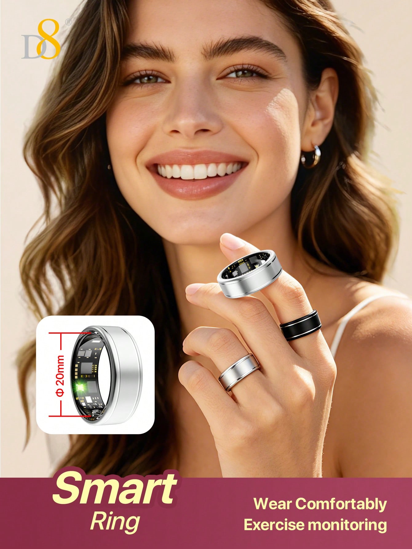 D8 Smart Ring Fitness Tracker  - đánh giá và giá Smart Ring Step Calorie Fitness Monitor