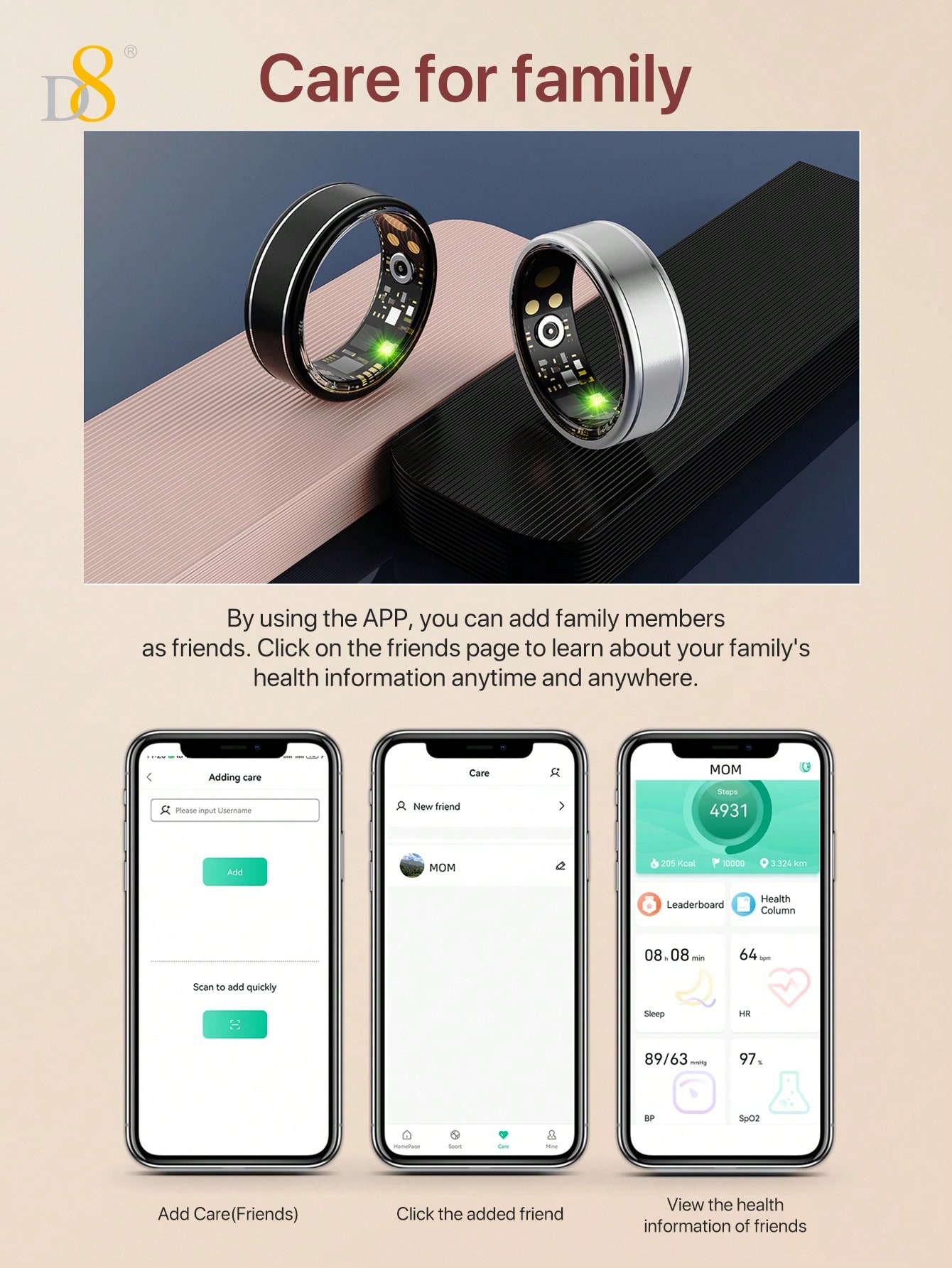 D8 Smart Ring Fitness Tracker  - đánh giá và giá Smart Ring Step Calorie Fitness Monitor