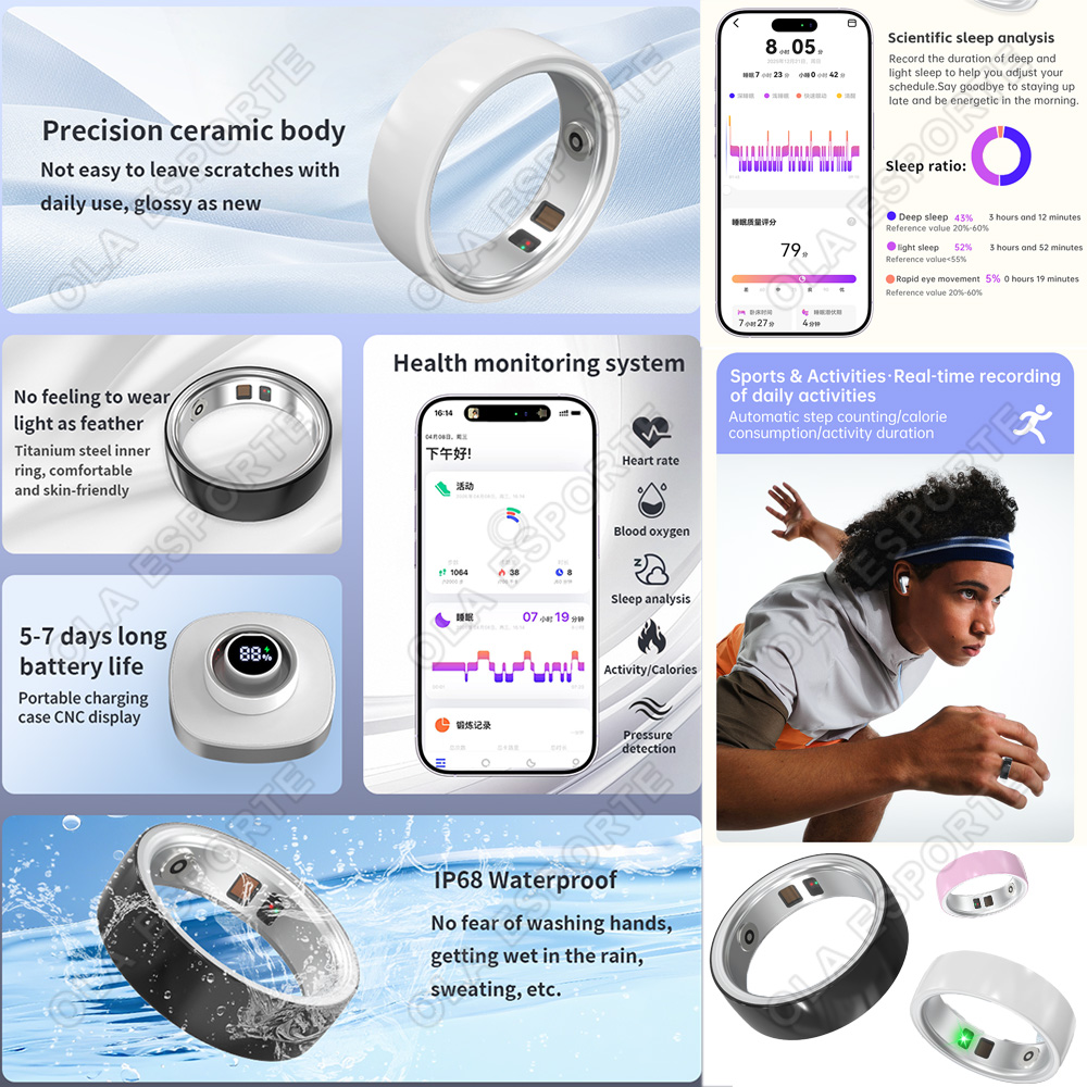 Ceramic Smart Ring Heart Rate  - đánh giá và giá Smart Ring Health Tracker Heart Rate Sleep